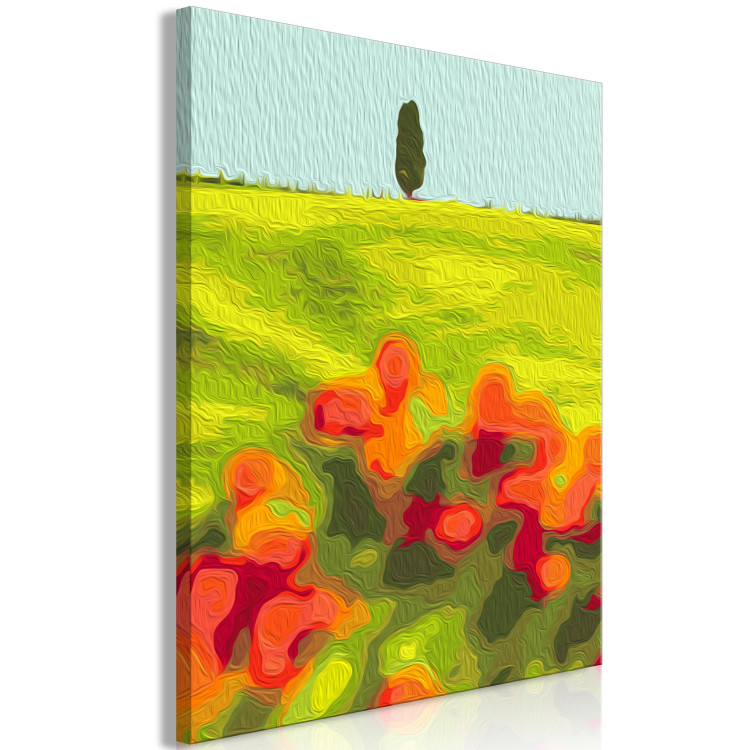 Paint by number Green Fields - Summer Landscape with Poppies, Barley and Cypress Trees in the Meadow 147335 additionalImage 4