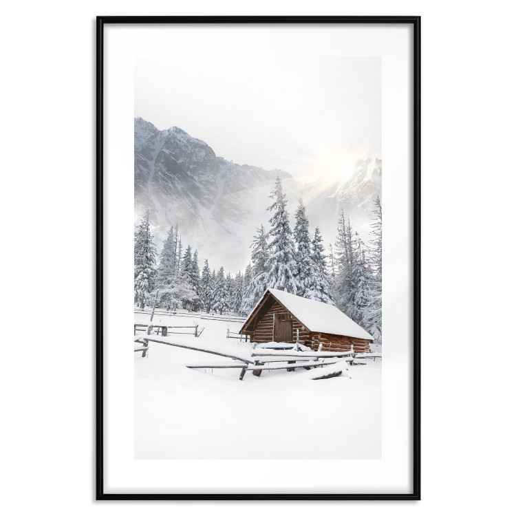 Wall Poster Winter Morning - Sunrise Landscape Over the Mountains, a Cottage and a Forest 148435 additionalImage 24