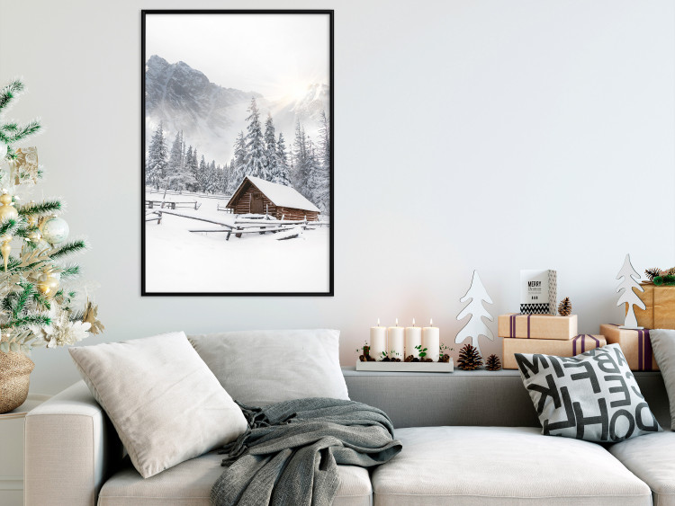 Wall Poster Winter Morning - Sunrise Landscape Over the Mountains, a Cottage and a Forest 148435 additionalImage 16