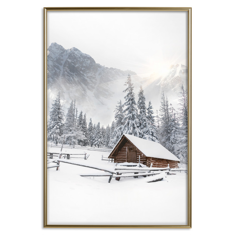 Wall Poster Winter Morning - Sunrise Landscape Over the Mountains, a Cottage and a Forest 148435 additionalImage 23
