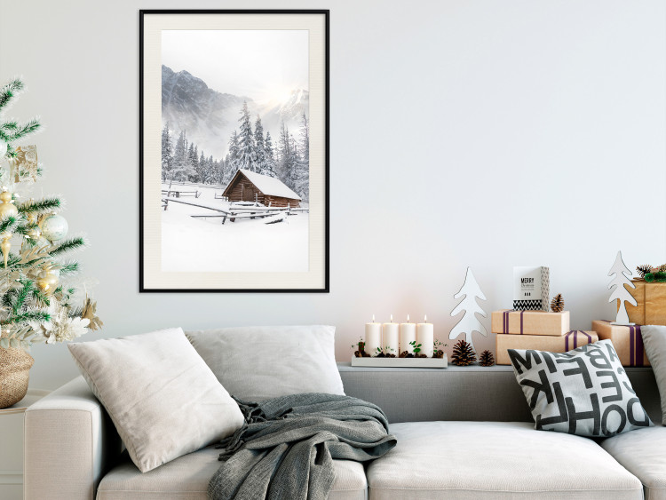 Wall Poster Winter Morning - Sunrise Landscape Over the Mountains, a Cottage and a Forest 148435 additionalImage 15