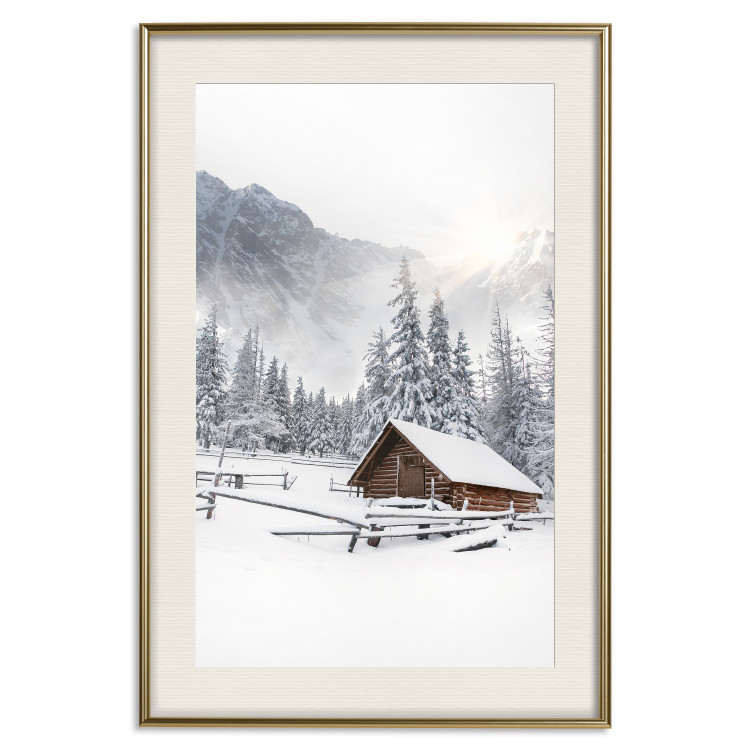 Wall Poster Winter Morning - Sunrise Landscape Over the Mountains, a Cottage and a Forest 148435 additionalImage 27