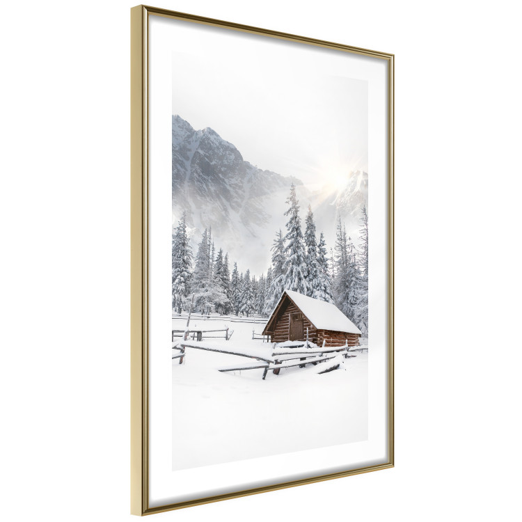 Wall Poster Winter Morning - Sunrise Landscape Over the Mountains, a Cottage and a Forest 148435 additionalImage 7