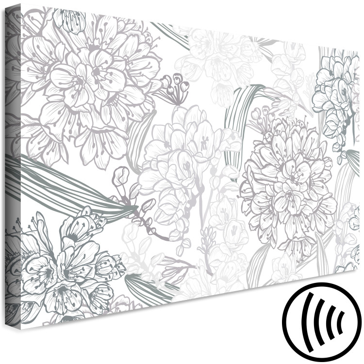 Canvas Print Black and White Sketch (1-piece) - flowers in shades of gray 149635 additionalImage 6