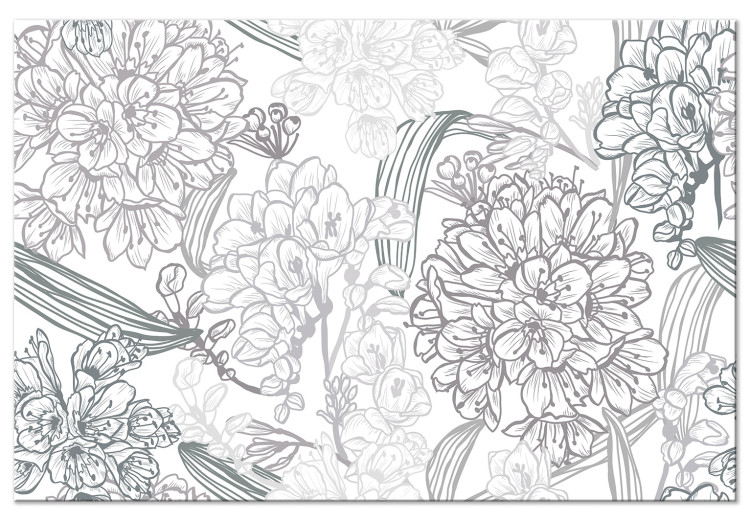 Canvas Print Black and White Sketch (1-piece) - flowers in shades of gray 149635