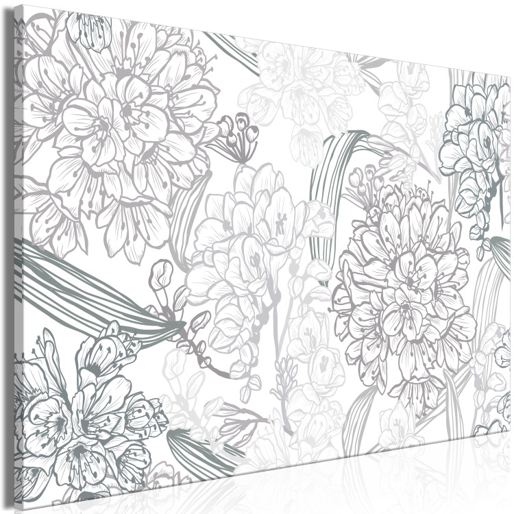 Canvas Print Black and White Sketch (1-piece) - flowers in shades of gray 149635 additionalImage 2