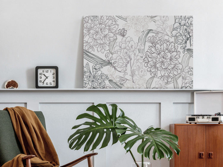 Canvas Print Black and White Sketch (1-piece) - flowers in shades of gray 149635 additionalImage 3