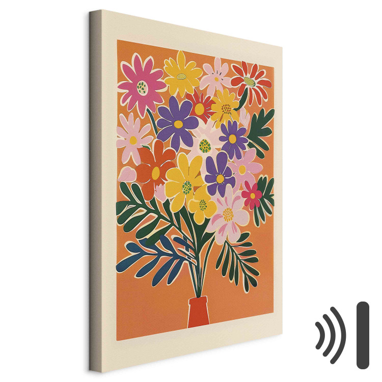 Canvas Print Bouquet of Flowers - Minimalist Composition on an Orange Background 159935 additionalImage 8