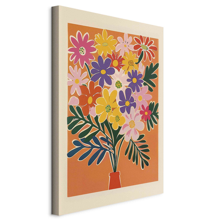 Canvas Print Bouquet of Flowers - Minimalist Composition on an Orange Background 159935 additionalImage 2