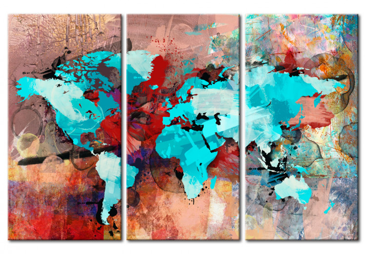 Canvas Art Print Turquoise continents - triptych 55435