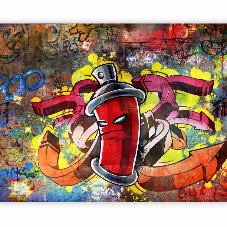 Photo Wallpaper Graffiti Monster - Street Art with Spray Can in the Center and Colourful Background 60535 additionalImage 5