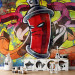 Photo Wallpaper Graffiti Monster - Street Art with Spray Can in the Center and Colourful Background 60535