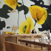 Photo Wallpaper Freshly Painted - Floral Motif with Yellow Poppies on an Abstract Background 60735 additionalThumb 4