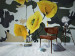 Photo Wallpaper Freshly Painted - Floral Motif with Yellow Poppies on an Abstract Background 60735