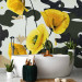 Photo Wallpaper Freshly Painted - Floral Motif with Yellow Poppies on an Abstract Background 60735 additionalThumb 8