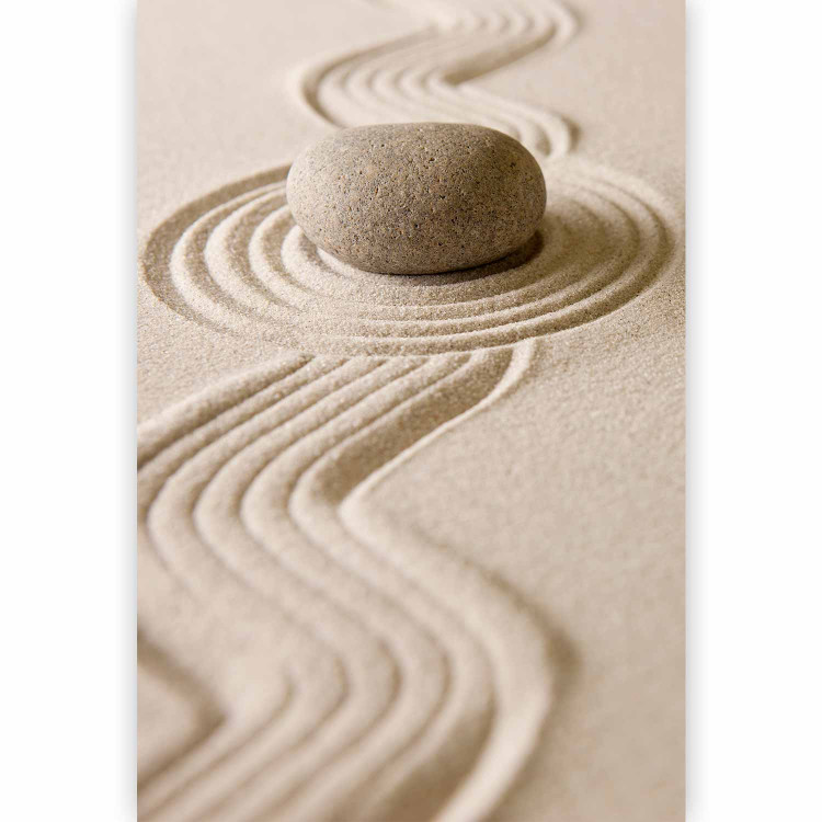 Photo Wallpaper Orient - Feng Shui motif with Zen stone on sand in a geometric pattern 61435 additionalImage 1
