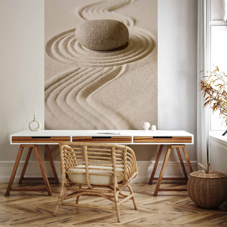 Photo Wallpaper Orient - Feng Shui motif with Zen stone on sand in a geometric pattern 61435 additionalImage 4