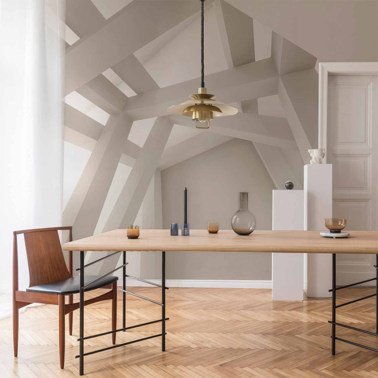 Photo Wallpaper Geometric Architecture - Modern Cream Space with Columns 64835 additionalImage 4