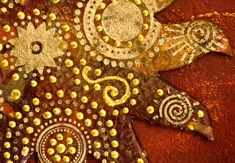 Canvas Face of the Sun (4-part) - Collage of Golden and Red Ornaments 97535 additionalImage 5