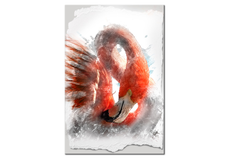 Canvas Red Flamingo (1-piece) - Majestic Bird on a White Background 105045