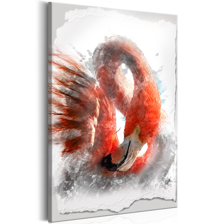 Canvas Red Flamingo (1-piece) - Majestic Bird on a White Background 105045 additionalImage 2