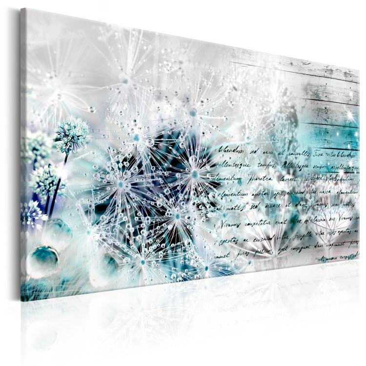 Canvas Art Print Winter Stationery (1-piece) - Abstraction with Dandelions and Quotes 105745 additionalImage 2