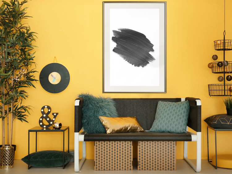 Wall Poster Black Paint - simple black and white composition with a watercolor splash 117345 additionalImage 21