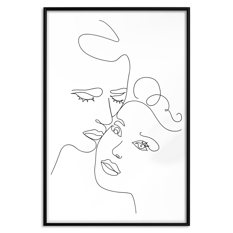 Poster In Love - black and white romantic line art with the faces of two people 117545 additionalImage 24