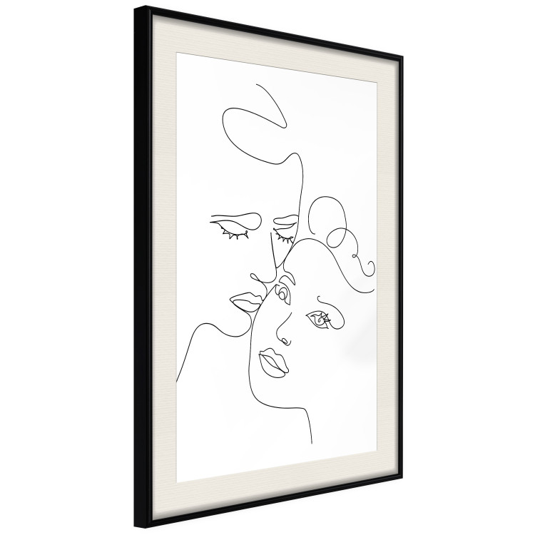 Poster In Love - black and white romantic line art with the faces of two people 117545 additionalImage 3