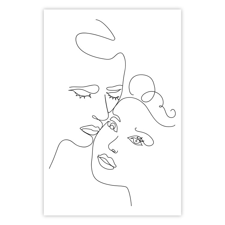 Poster In Love - black and white romantic line art with the faces of two people 117545
