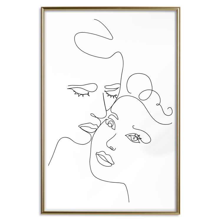Poster In Love - black and white romantic line art with the faces of two people 117545 additionalImage 20