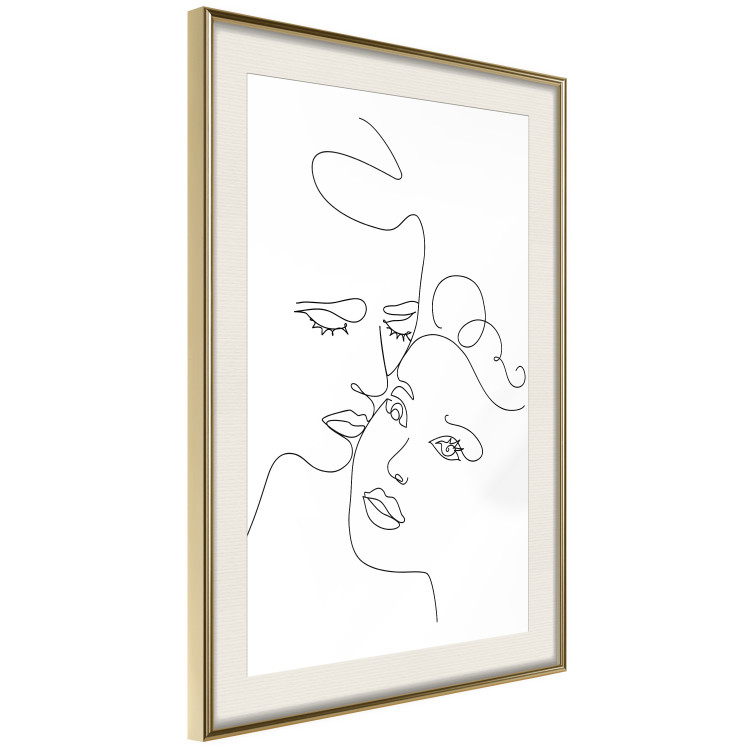 Poster In Love - black and white romantic line art with the faces of two people 117545 additionalImage 2