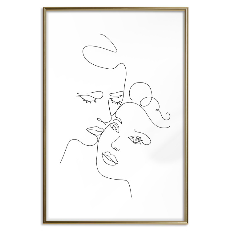 Poster In Love - black and white romantic line art with the faces of two people 117545 additionalImage 16