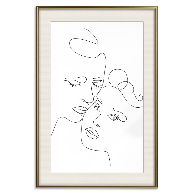 Poster In Love - black and white romantic line art with the faces of two people 117545 additionalImage 19