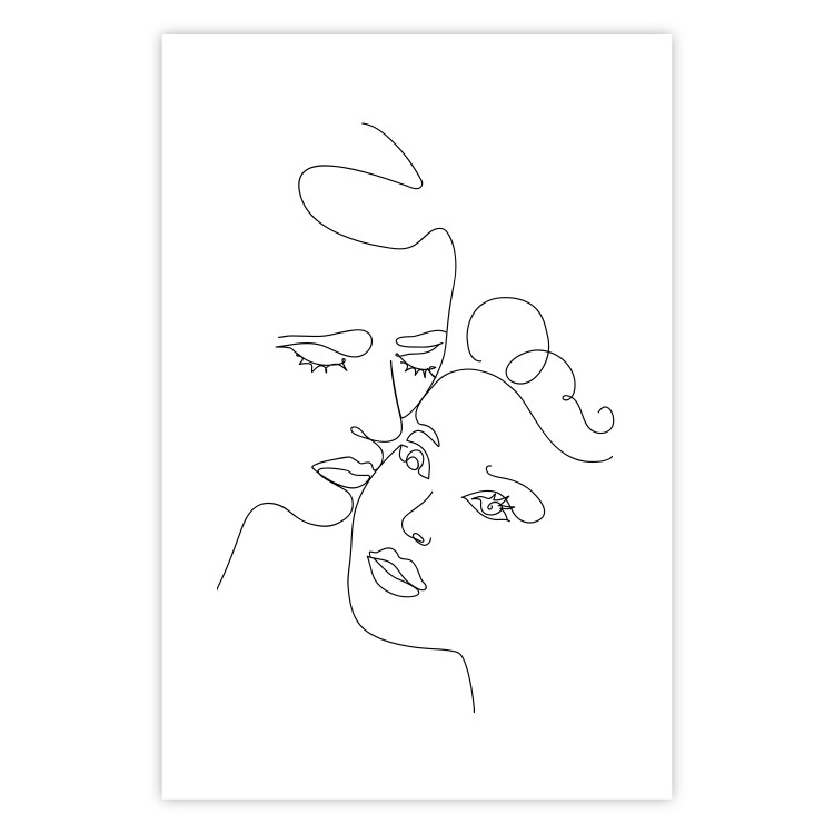 Poster In Love - black and white romantic line art with the faces of two people 117545 additionalImage 25