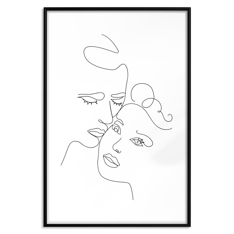 Poster In Love - black and white romantic line art with the faces of two people 117545 additionalImage 15