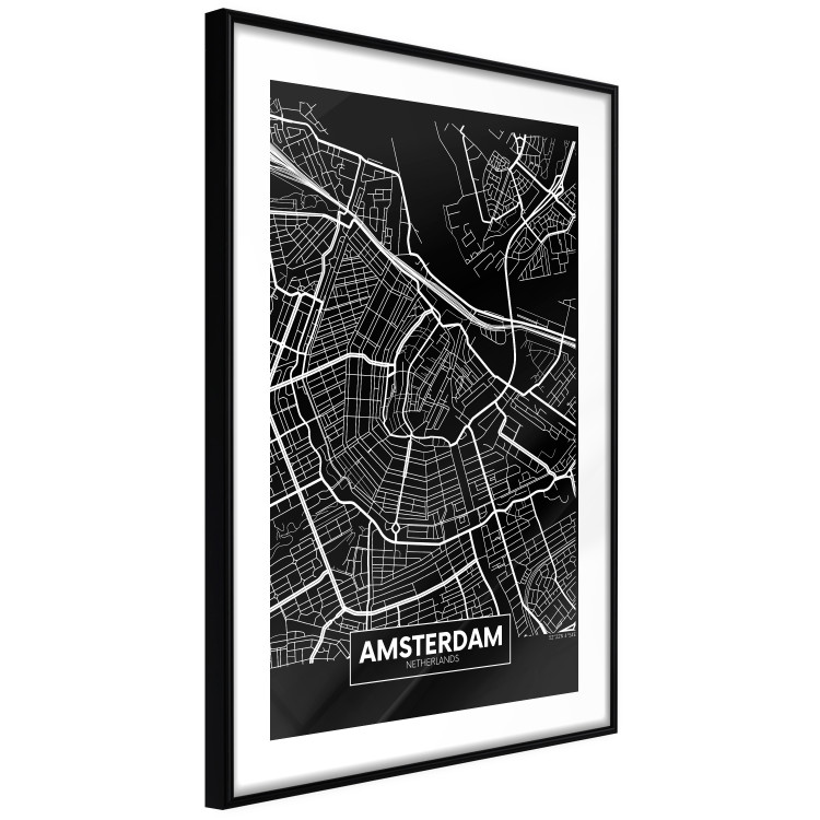 Wall Poster Dark Map of Amsterdam - black and white composition with simple inscriptions 118145 additionalImage 8