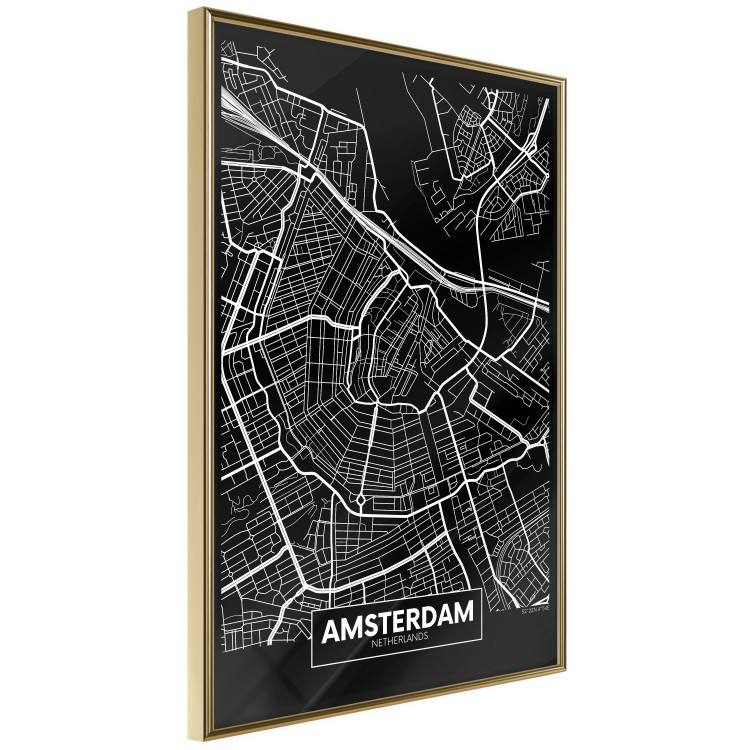 Wall Poster Dark Map of Amsterdam - black and white composition with simple inscriptions 118145 additionalImage 14