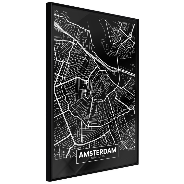 Wall Poster Dark Map of Amsterdam - black and white composition with simple inscriptions 118145 additionalImage 13