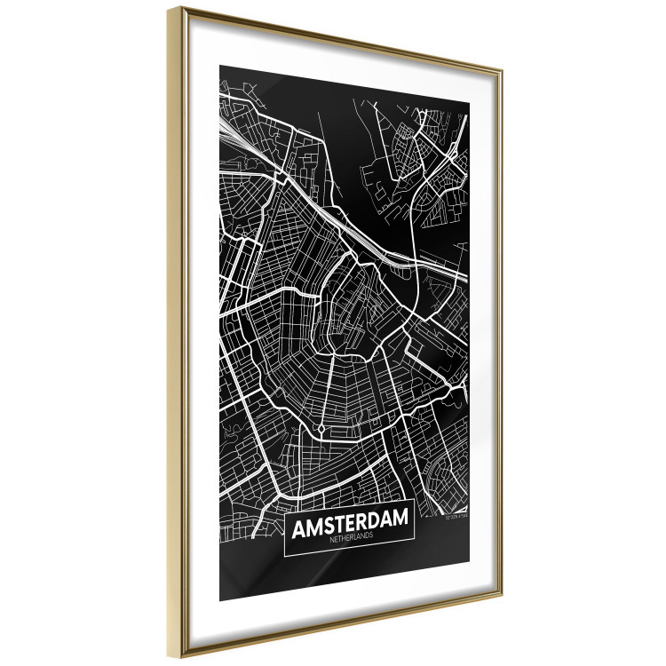 Wall Poster Dark Map of Amsterdam - black and white composition with simple inscriptions 118145 additionalImage 9