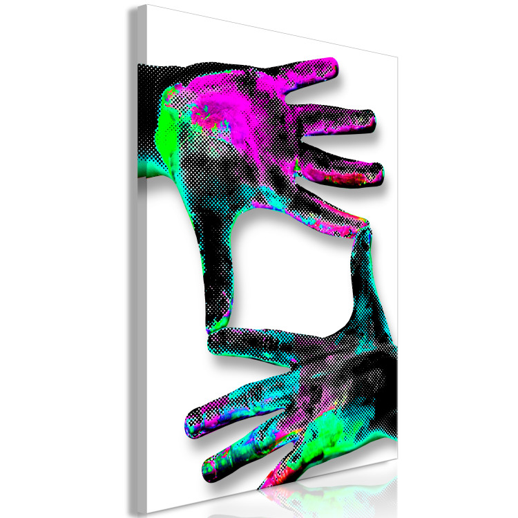 Canvas Art Print Frame in Hands (1-part) - Colorful Hand Arrangement on White 118245 additionalImage 2