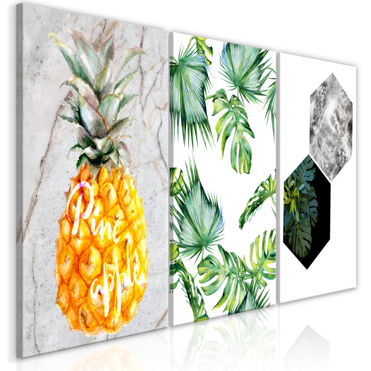 Canvas Art Print Symbols of the tropics - a triptych of tropical nature and marble 118445 additionalImage 2
