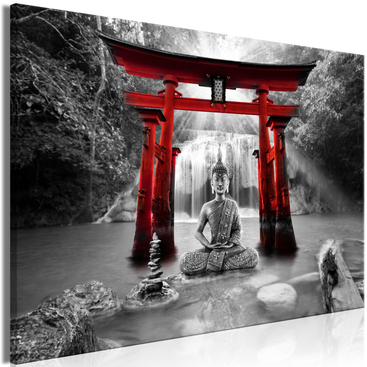 Canvas Print Buddha Smile (1 Part) Wide Red 121945 additionalImage 2