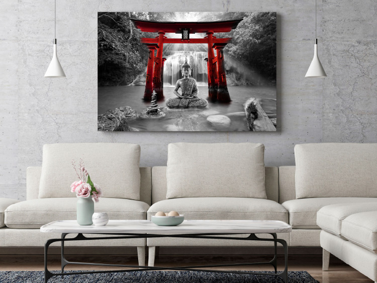 Canvas Print Buddha Smile (1 Part) Wide Red 121945 additionalImage 3