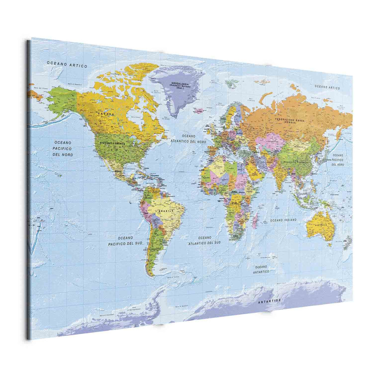 Canvas Italian World Map (1-part) - Continents in Vivid Colors 122345 additionalImage 2