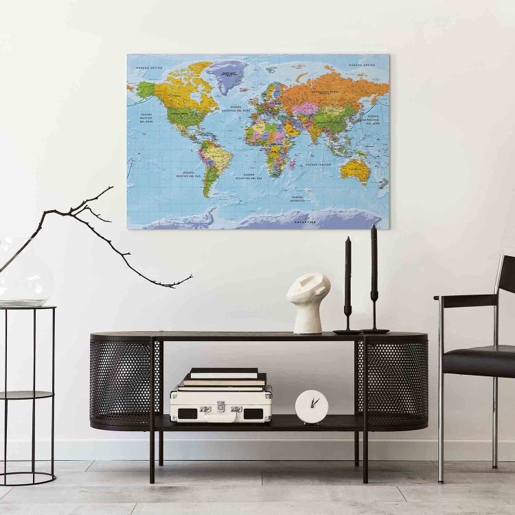 Canvas Italian World Map (1-part) - Continents in Vivid Colors 122345 additionalImage 9