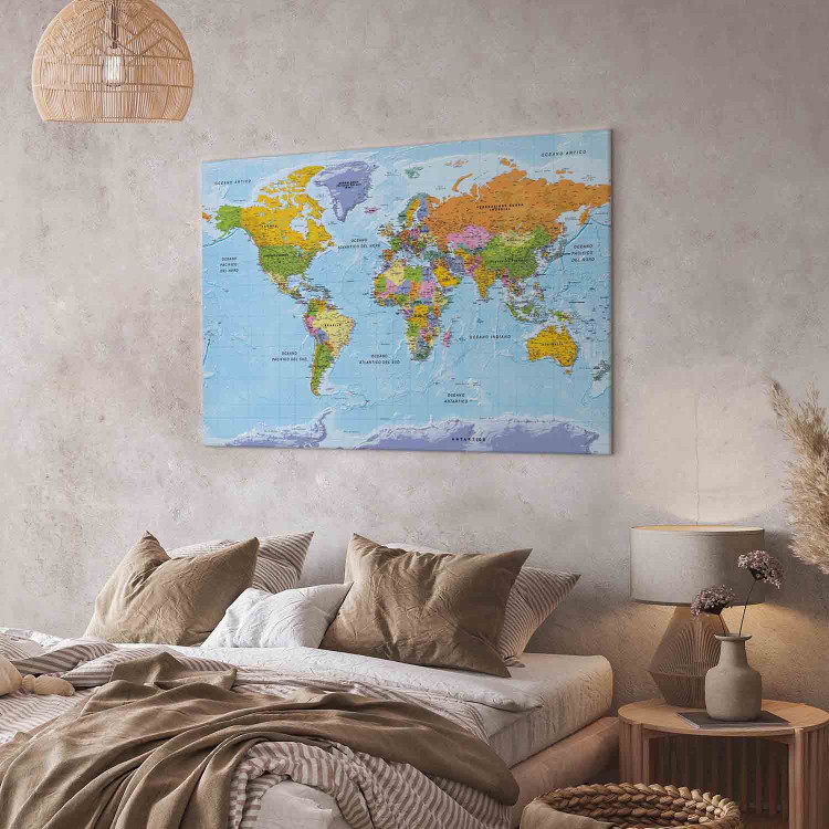 Canvas Italian World Map (1-part) - Continents in Vivid Colors 122345 additionalImage 10