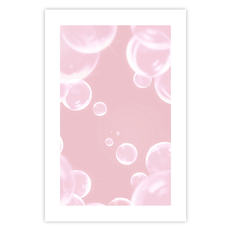 Poster Subtle Breeze - shiny soap bubbles flying on a pink background 122945 additionalImage 19