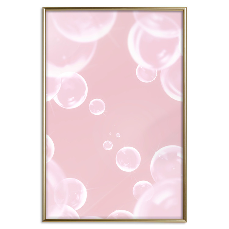 Poster Subtle Breeze - shiny soap bubbles flying on a pink background 122945 additionalImage 16