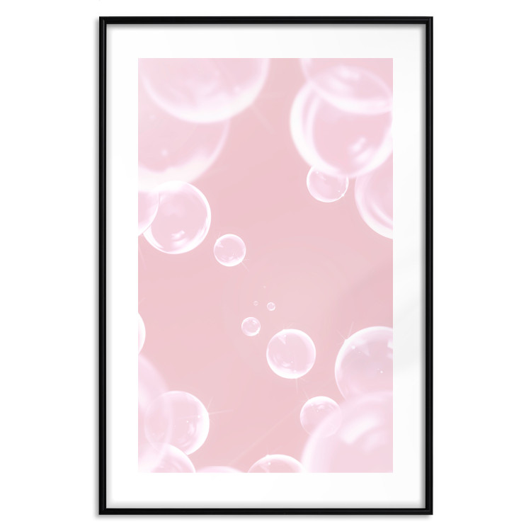 Poster Subtle Breeze - shiny soap bubbles flying on a pink background 122945 additionalImage 15